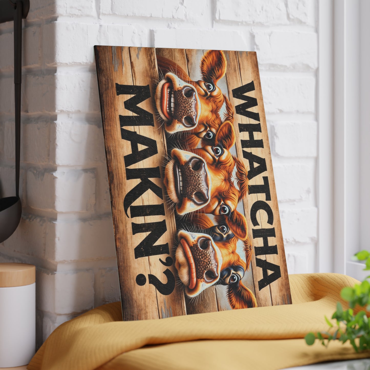 Whatcha Makin’? Glass Cutting Board – Funny Cow Farmhouse Kitchen Decor