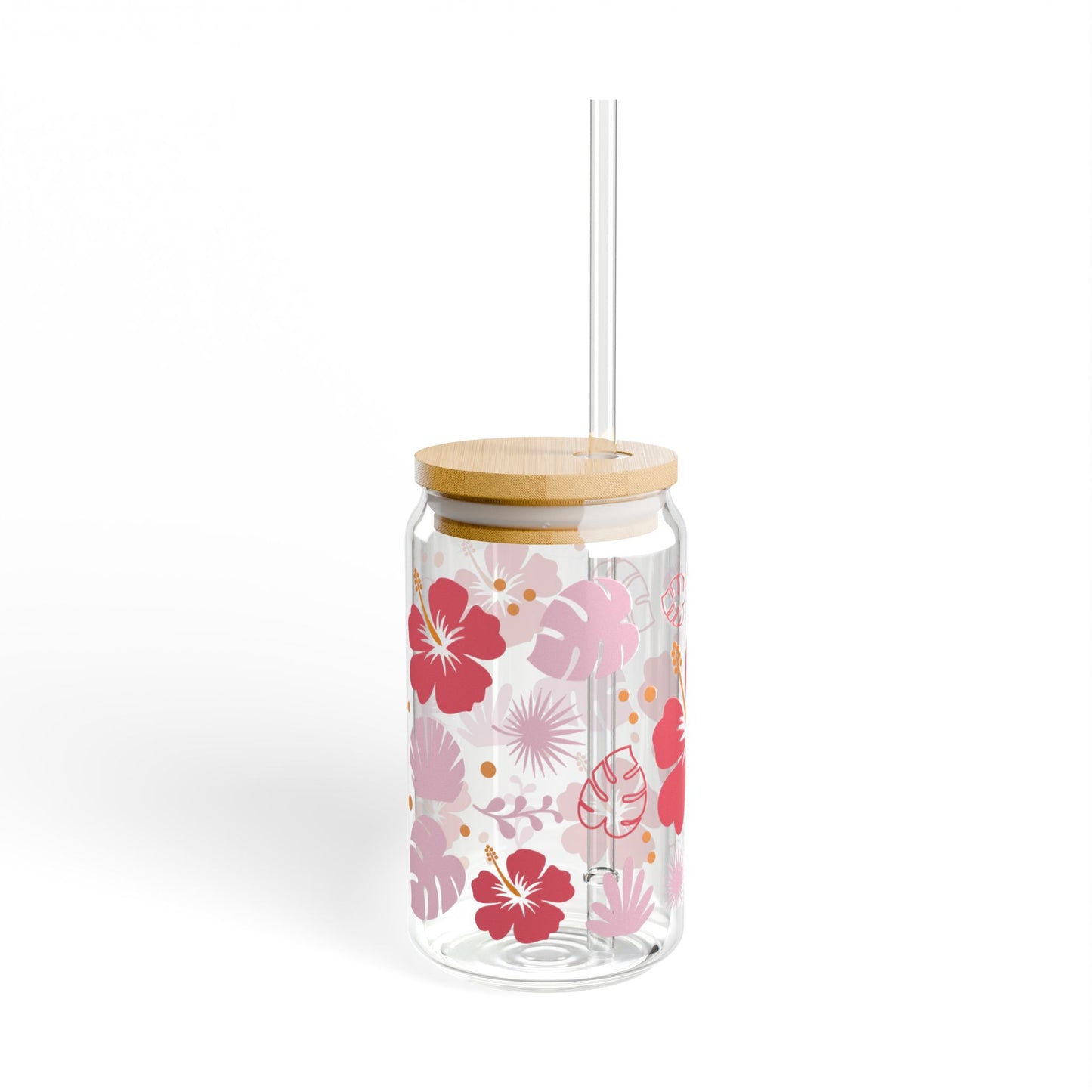 🌺 Tropical Hibiscus Sipper Glass – Aloha Vibes in Every Sip 🌴