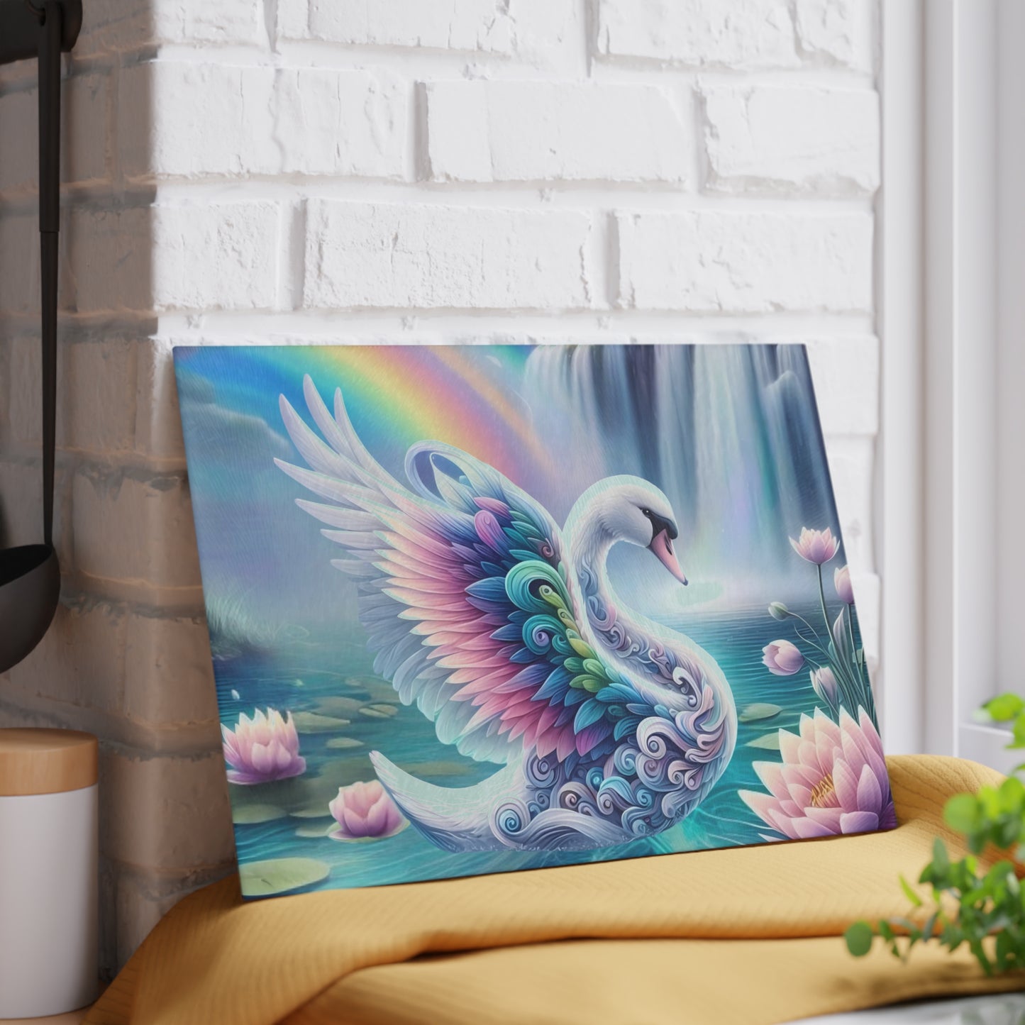 Tabla de cortar de vidrio con forma de cisne: elegante decoración de cocina | Tabla de servir de vidrio templado con un elegante diseño de pájaro