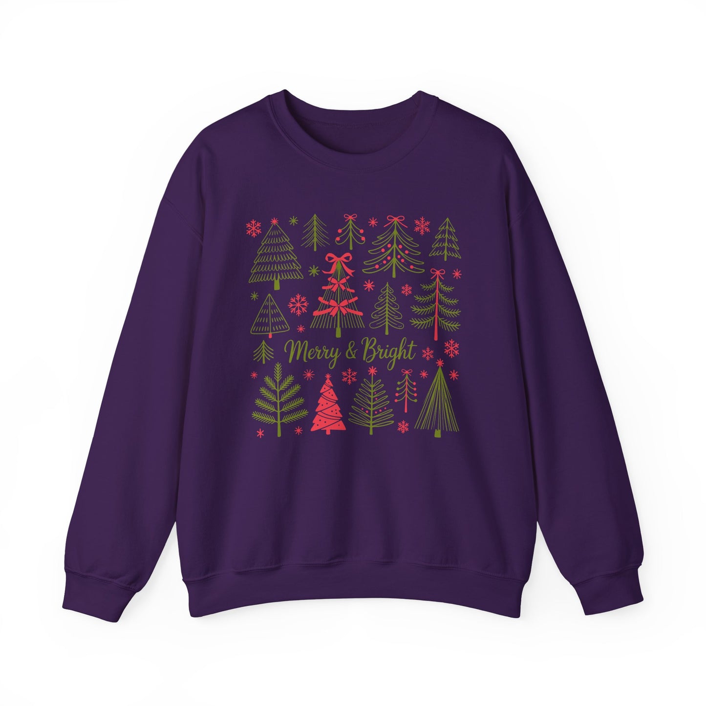 🎄✨ Merry & Bright Sweatshirt – Whimsical Holiday Forest Vibes