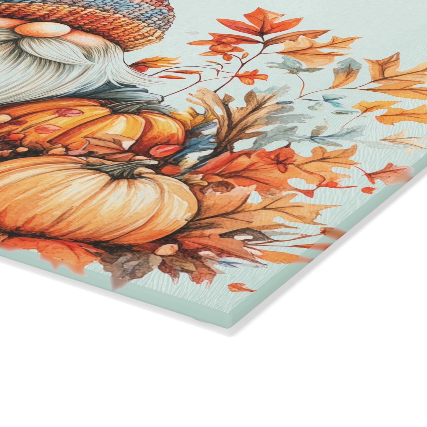 Tabla de cortar con gnomos otoñales y calabazas: un acogedor toque otoñal para tu cocina