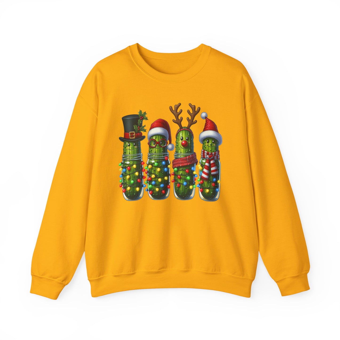 🥒✨ Merry Picklemas Crewneck – Festive Pickle Jars with Holiday Lights