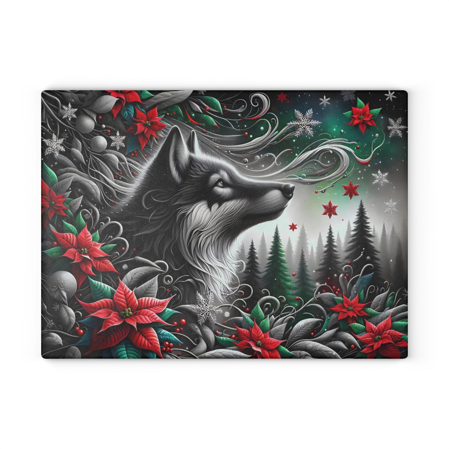 🐺❄️ “Moonlit Winter Wolf” Glass Cutting Board – Bold, Modern Wild Beauty for Your Kitchen