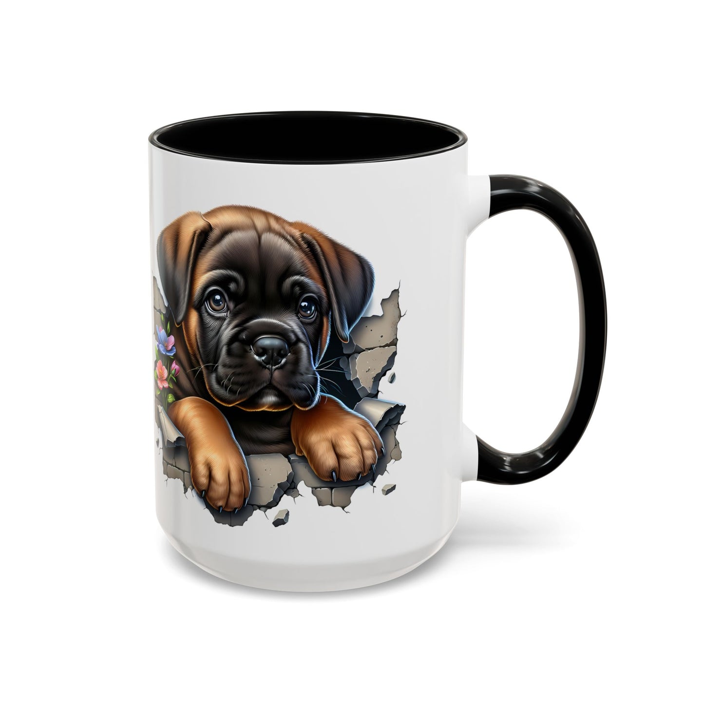 🧡 Boxer Puppy Accent Mug – Adorable Peek-Through Cup for Dog Lovers