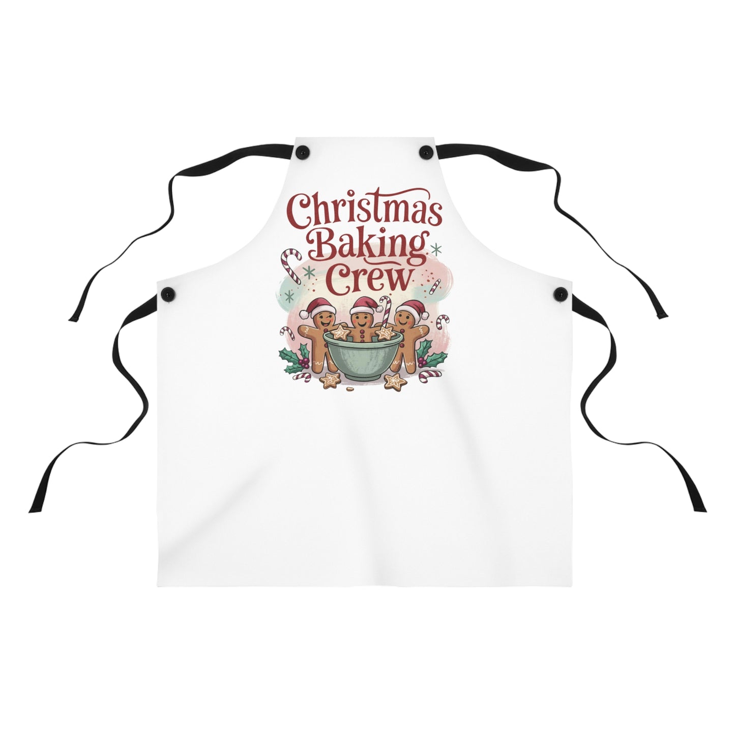🎄🍪 “Christmas Baking Crew” Apron – Gingerbread Helpers & Candy Cane Cheer
