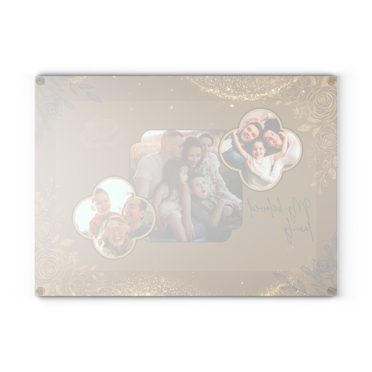 Custom Photo Collage Glass Cutting Board – Personalized Family Memory Kitchen Decor