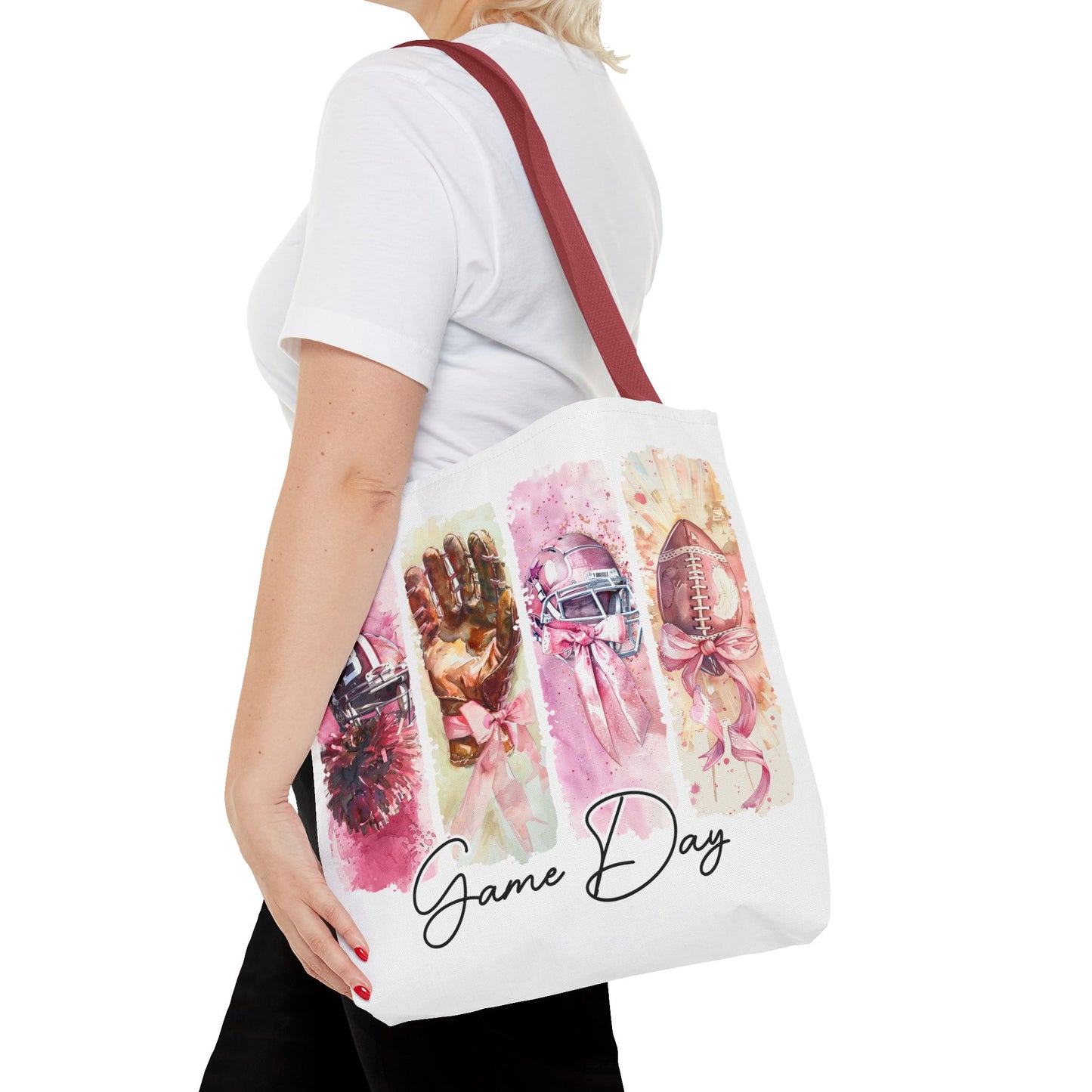🏈 Game Day Pink Ribbon Tote Bag – Football & Pink Power 💖👜