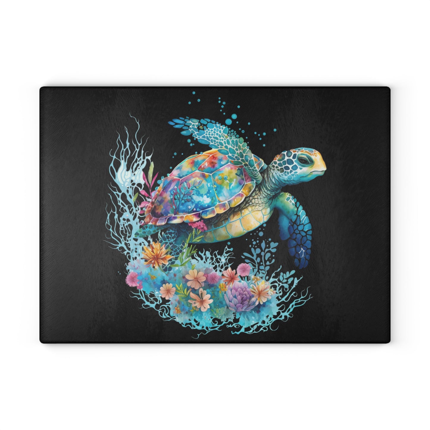 Sea Turtle Glass Cutting Board | Coastal Ocean Vibes Kitchen Decor