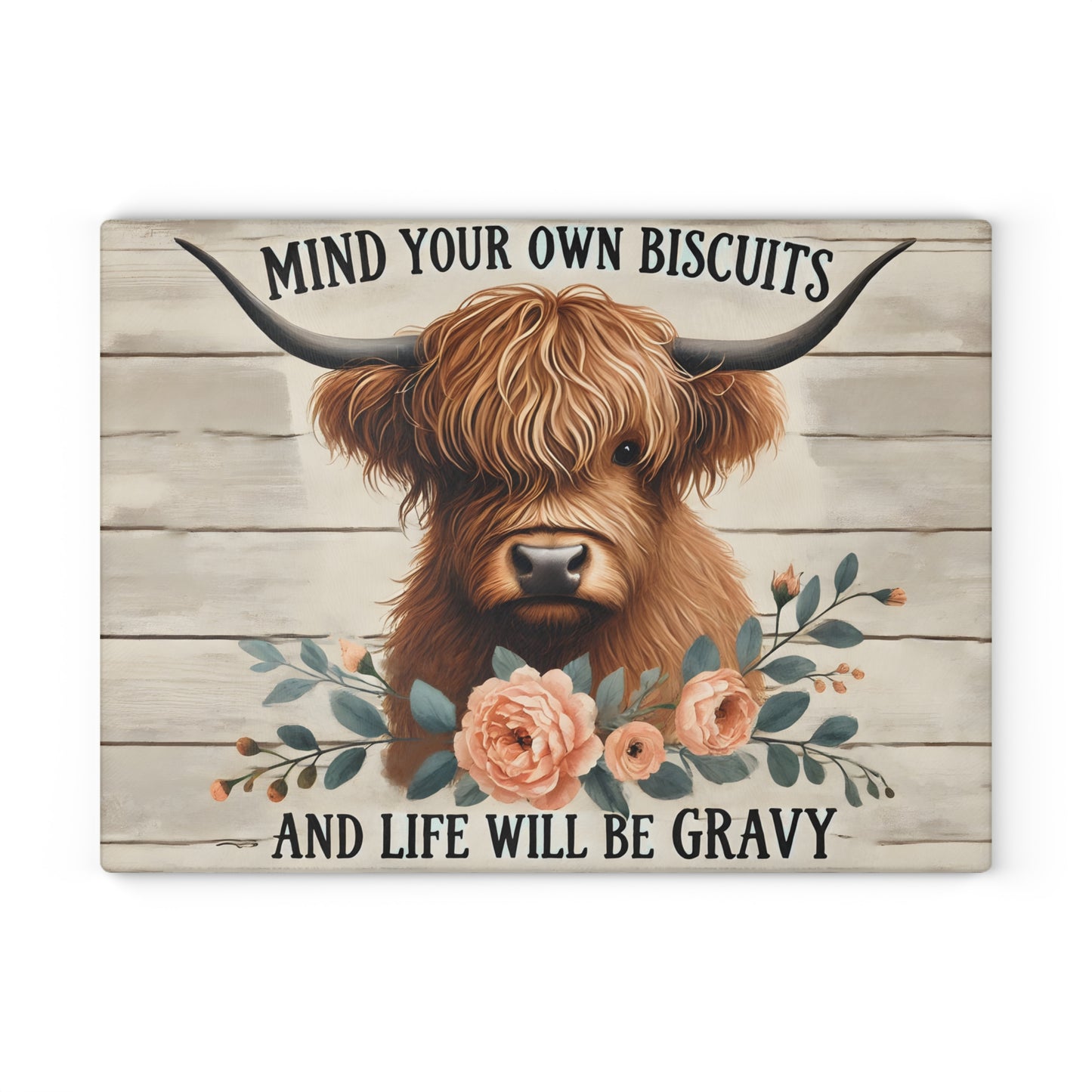 🐮 “Mind Your Own Biscuits” Cutting Board – Bold Florals & Southern Sass for Your Kitchen