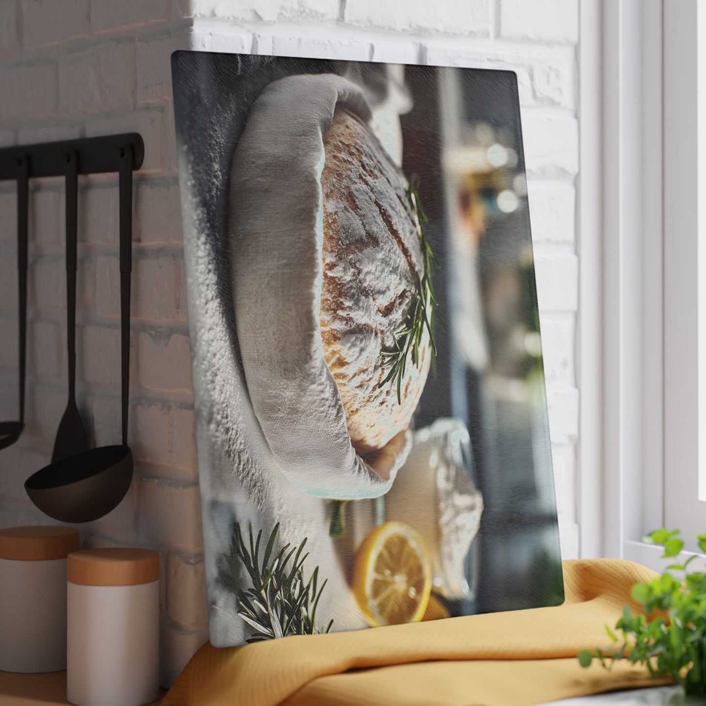 🍋🌿 Rustic Kitchen Bread & Herbs Cutting Board – Freshly Baked Charm for Your Kitchen 🍞