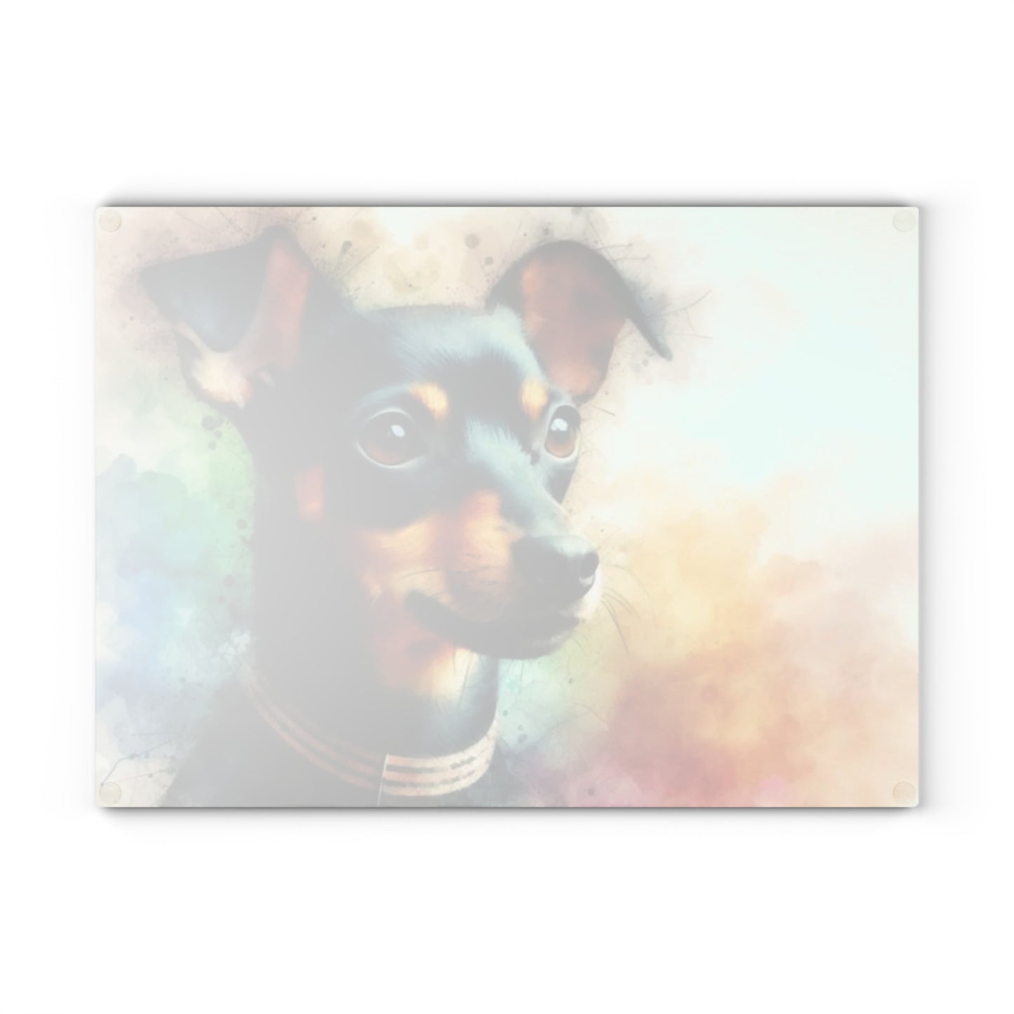 🐶🌈 “Rainbow Min Pin Portrait” Tempered Glass Board – Color Splash for Dog-Loving Kitchens