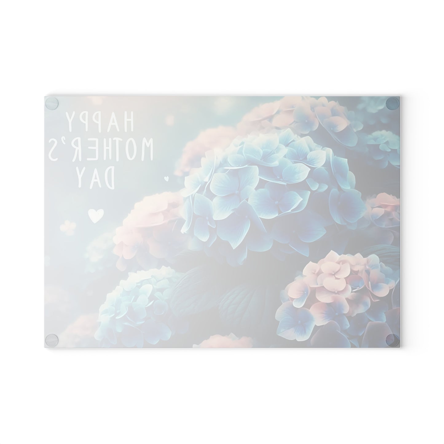 Happy Mother's Day Hydrangea Flowers Tempered Glass Cutting Board – Elegant Floral Kitchen Décor, Unique Gift, Glass cutting board, Charcuterie Board, Custom cutting board, Flowers