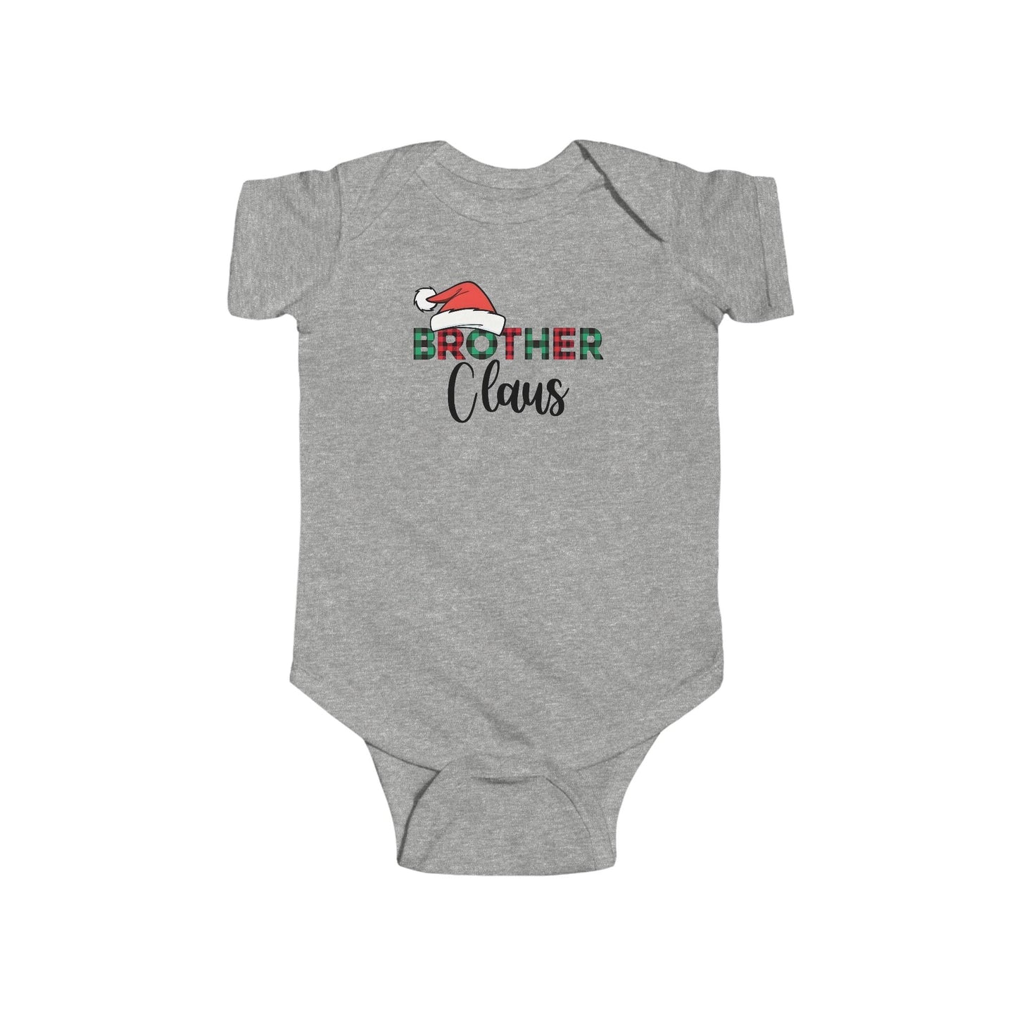 Brother Claus Baby Onesie – Festive Plaid Lettering & Cozy Winter Outfit 🎅❄️