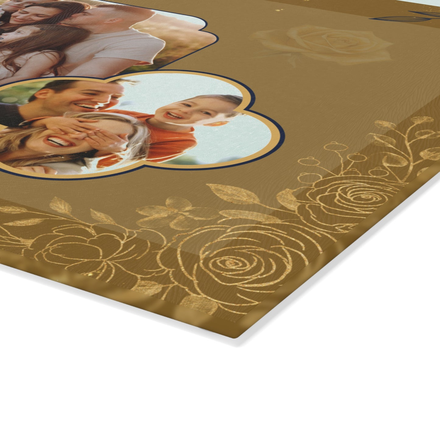 Custom Photo Collage Glass Cutting Board – Personalized Family Memory Kitchen Decor