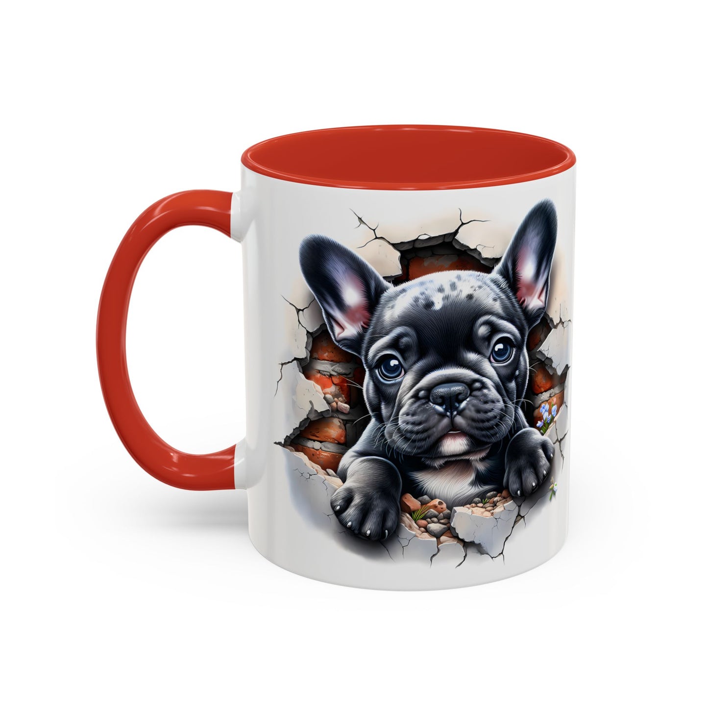 🐾🖤 Black French Bulldog Puppy Accent Mug – Cute Peek-Through Cup for Dog Lovers ☕✨