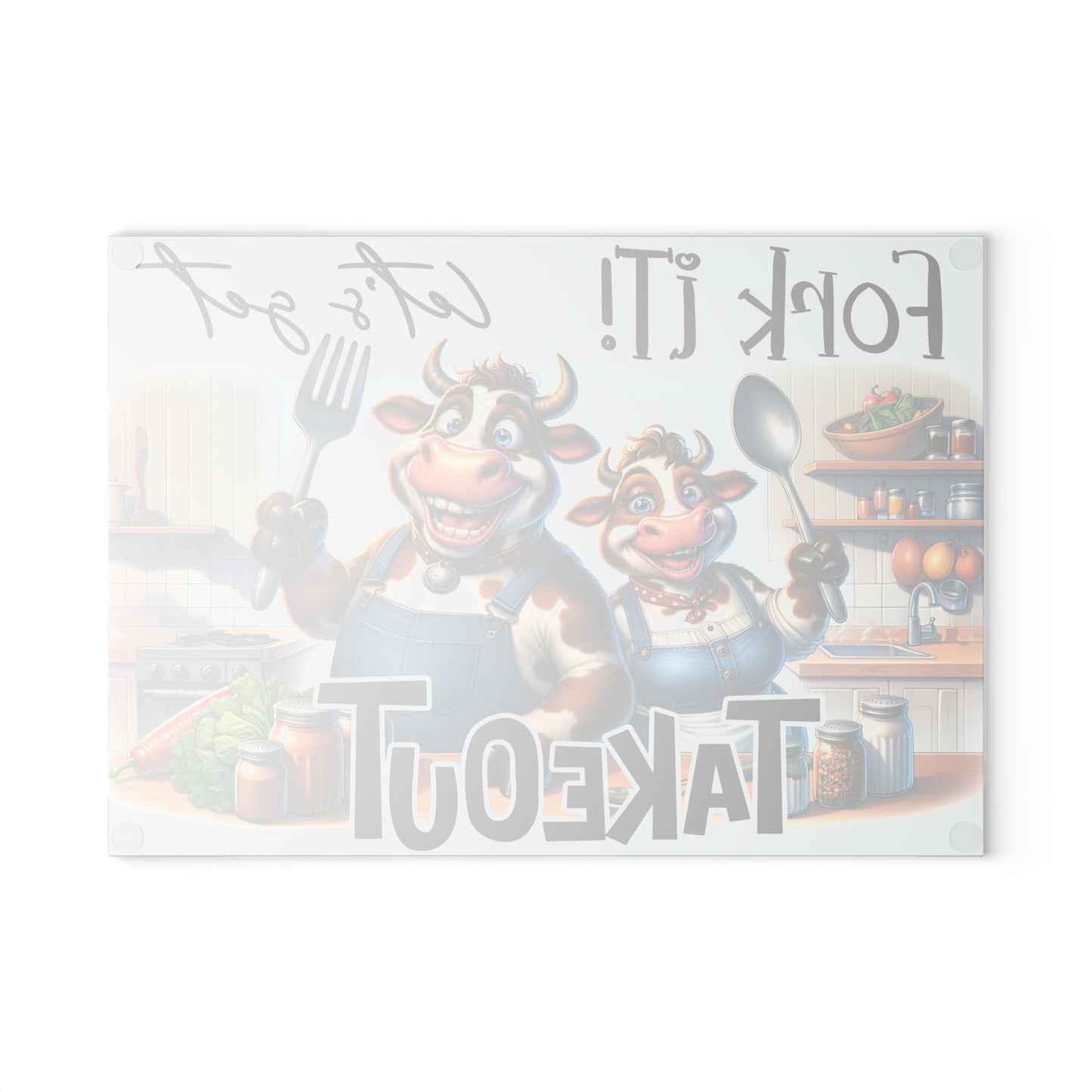 Fork It! Let’s Get Takeout Cow Cutting Board – Funny Farmhouse Kitchen Humor