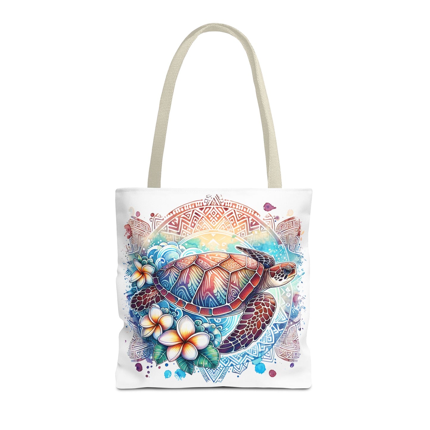 🐢 Vibrant Tribal Sea Turtle Tote Bag – Ocean Beauty Meets Island Vibes 🌊👜