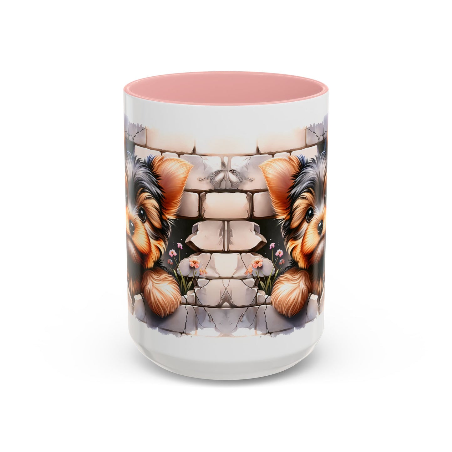 🎀🐶 Yorkie Puppy Accent Mug – Cute Peek-Through Dog Design for Animal Lovers ☕💖