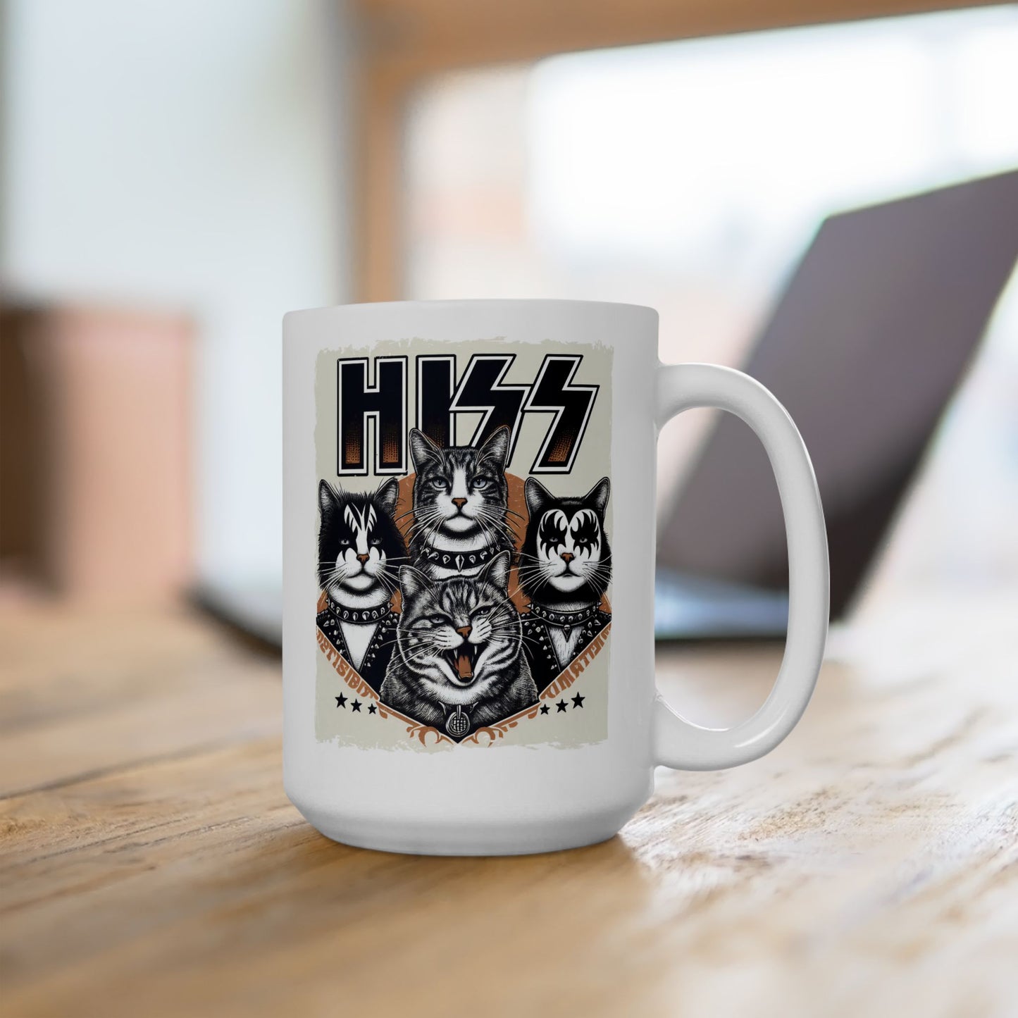 🎸🐾 "HISS" Rock Band Cat Mug – Purrfectly Loud, Proud & Hilarious 🐾🎸