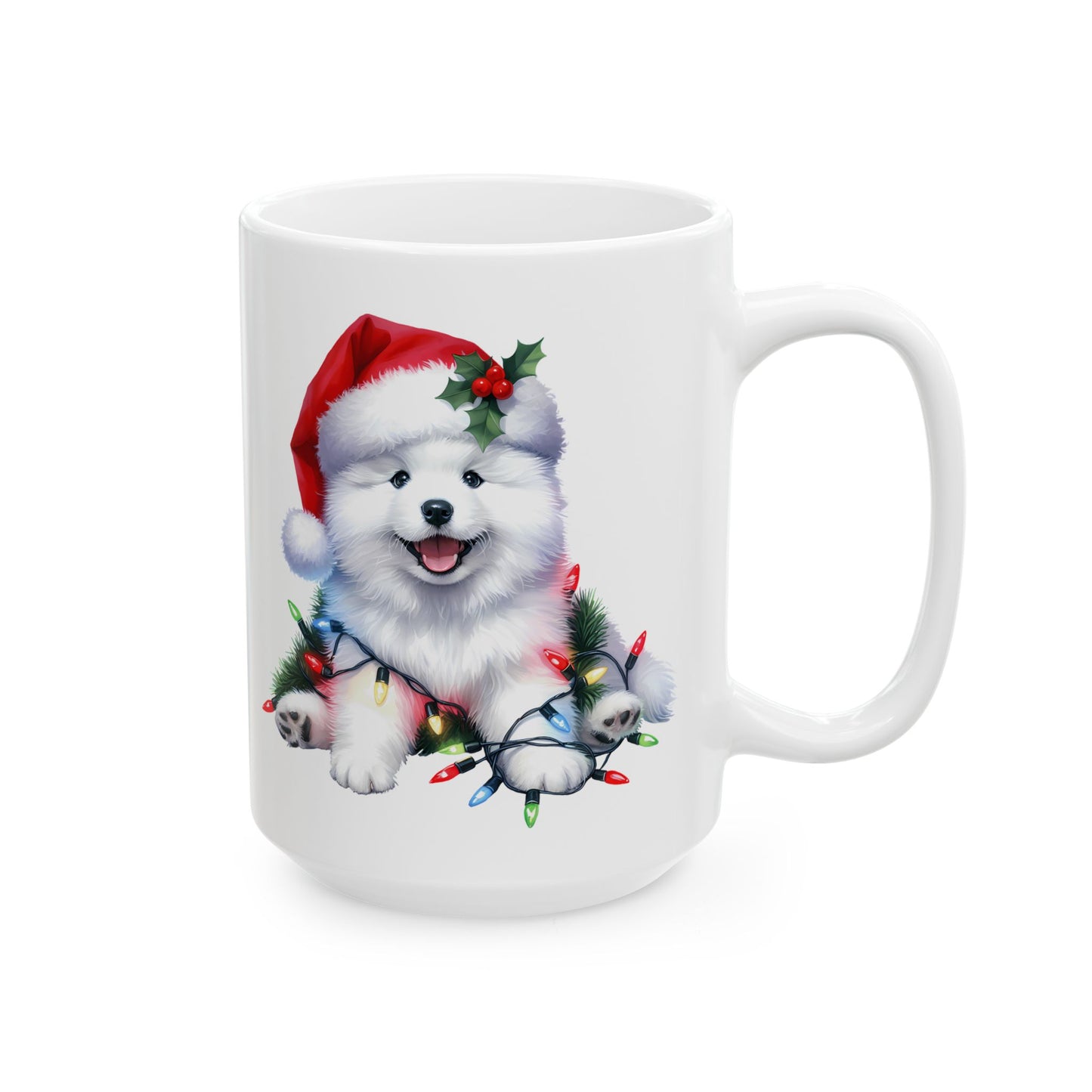 ☃️ American Eskimo Christmas Mug – Fluffy Holiday Cheer in a Santa Hat 🎄