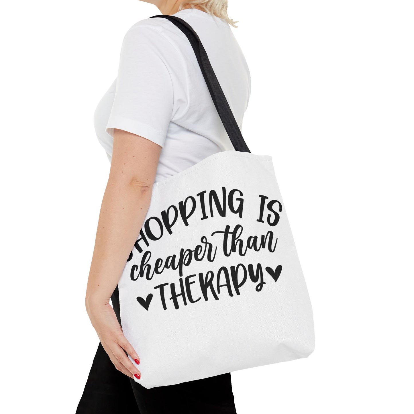 🛍️ Shopping Is Cheaper Than Therapy Tote Bag – Fun & Stylish Everyday Carry ❤️