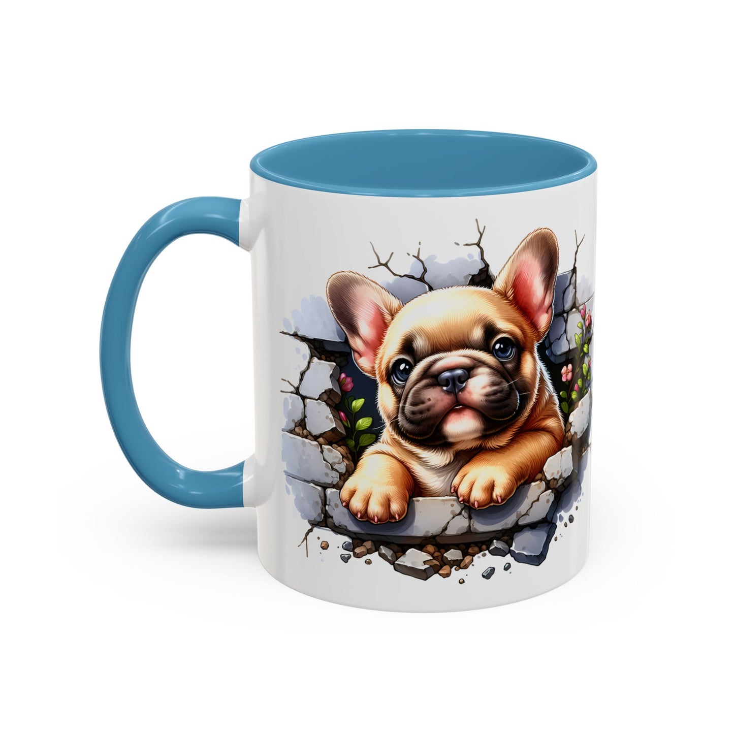 🐾☕ Tan French Bulldog Puppy Accent Mug – Sweet Peek-Through Pup Design ✨