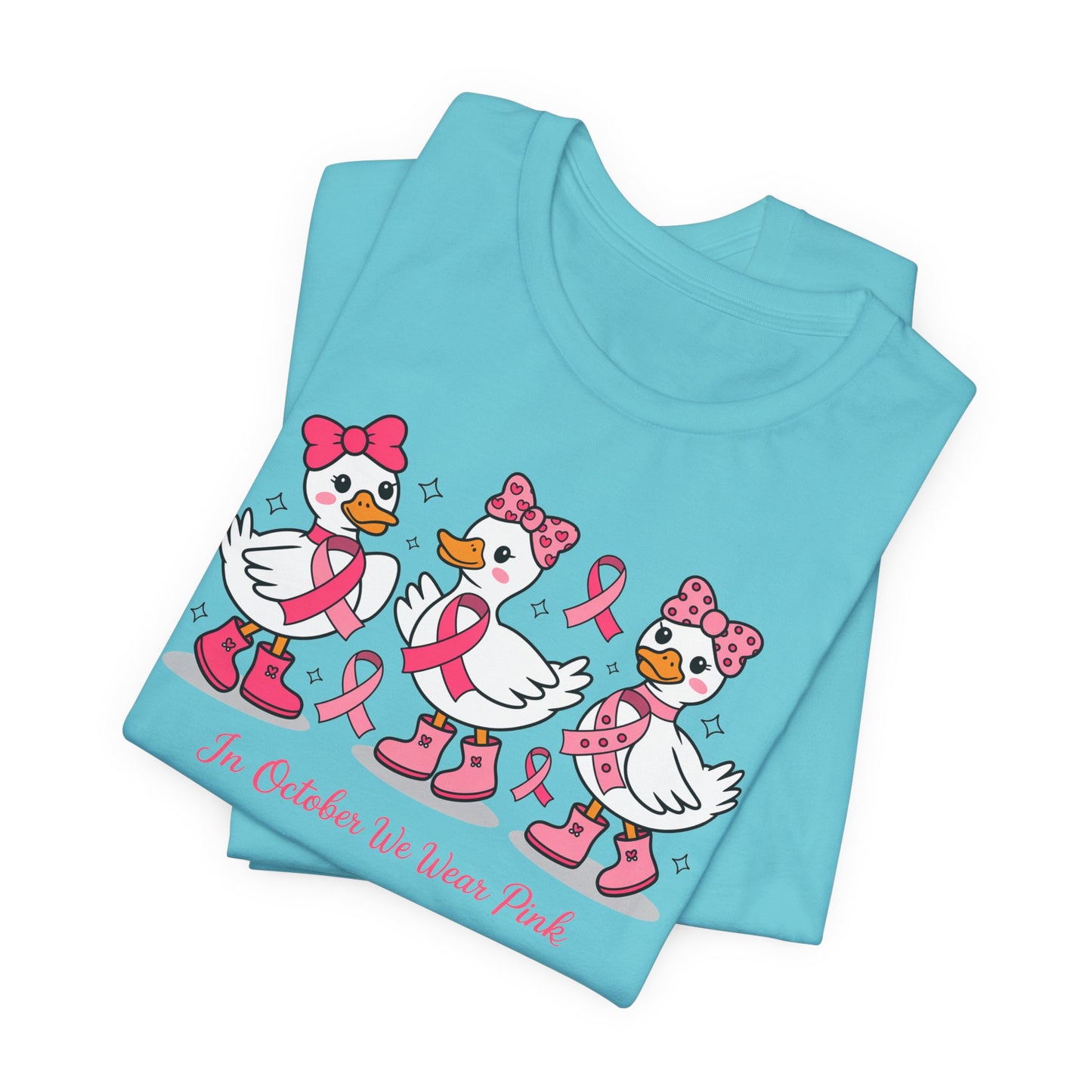 🎀🦆 In October We Wear Pink Duck T-Shirt – Cute Breast Cancer Awareness Tee 💖✨