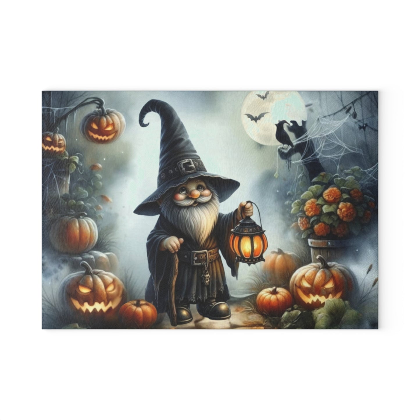 🎃🧙 Halloween Wizard Gnome Cutting Board – Spooky Gnome Charm for Your Kitchen