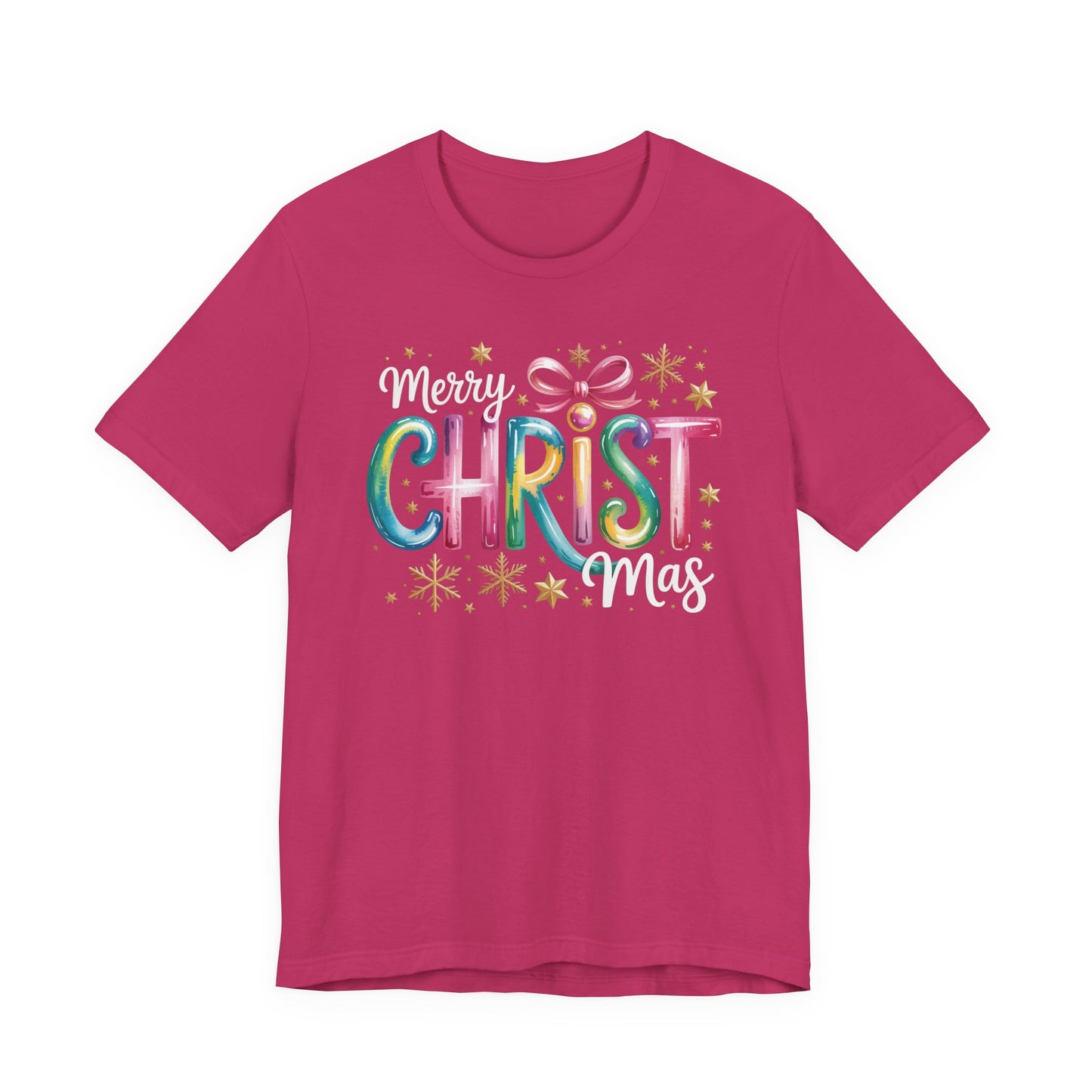 🎄✨ Merry Christmas Glow Lettering T-Shirt – Festive & Bright Holiday Style 🎁🌟