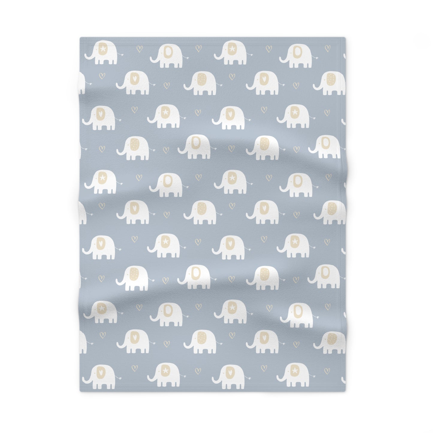 🐘 Dusty Blue Elephants Baby Blanket – Ultra-Soft Fleece 30″×40″ | Neutral Hearts & Cozy Snuggles