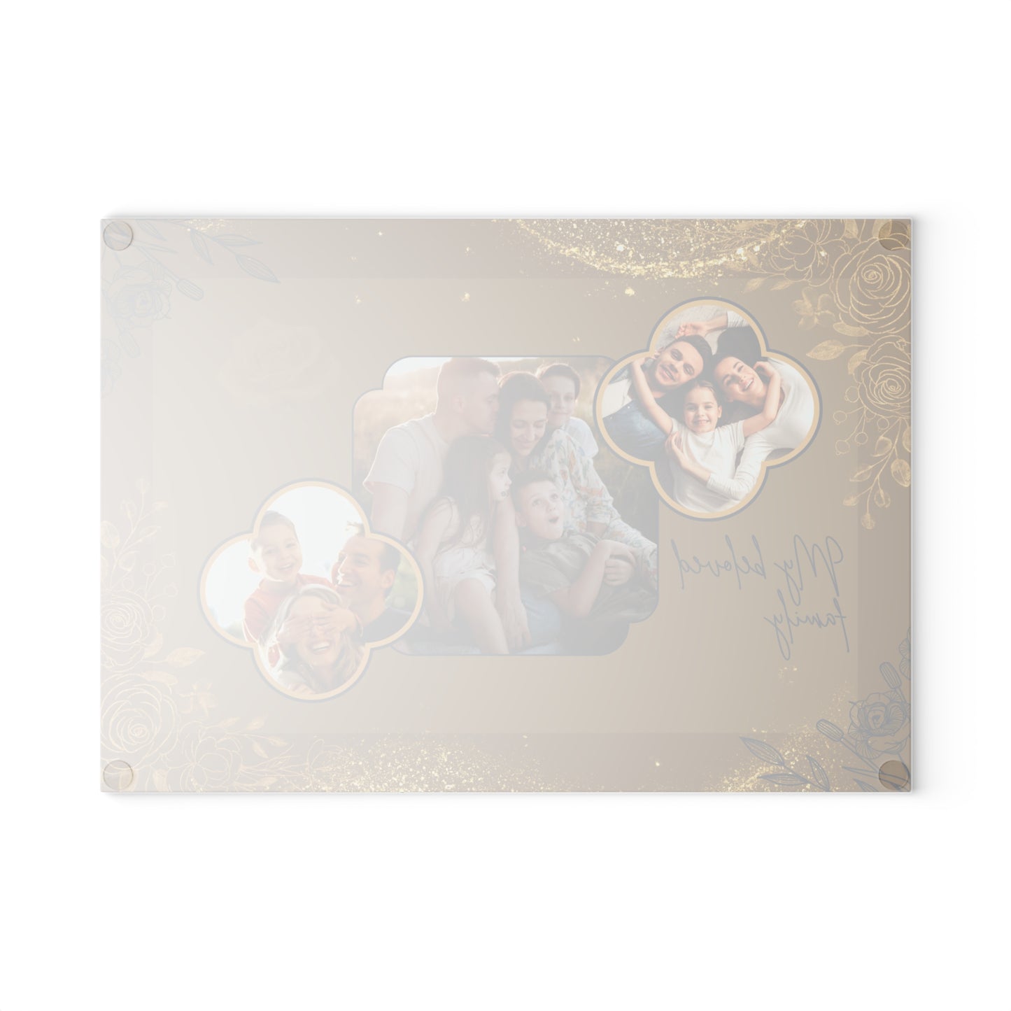 Custom Photo Collage Glass Cutting Board – Personalized Family Memory Kitchen Decor