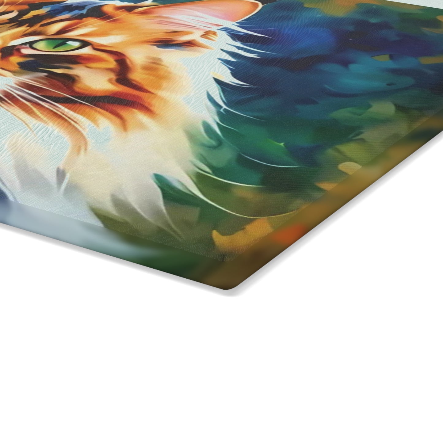 Green-Eyed Maine Coon Forest Cat Cutting Board – Fierce Feline Charm for Nature-Loving Kitchens