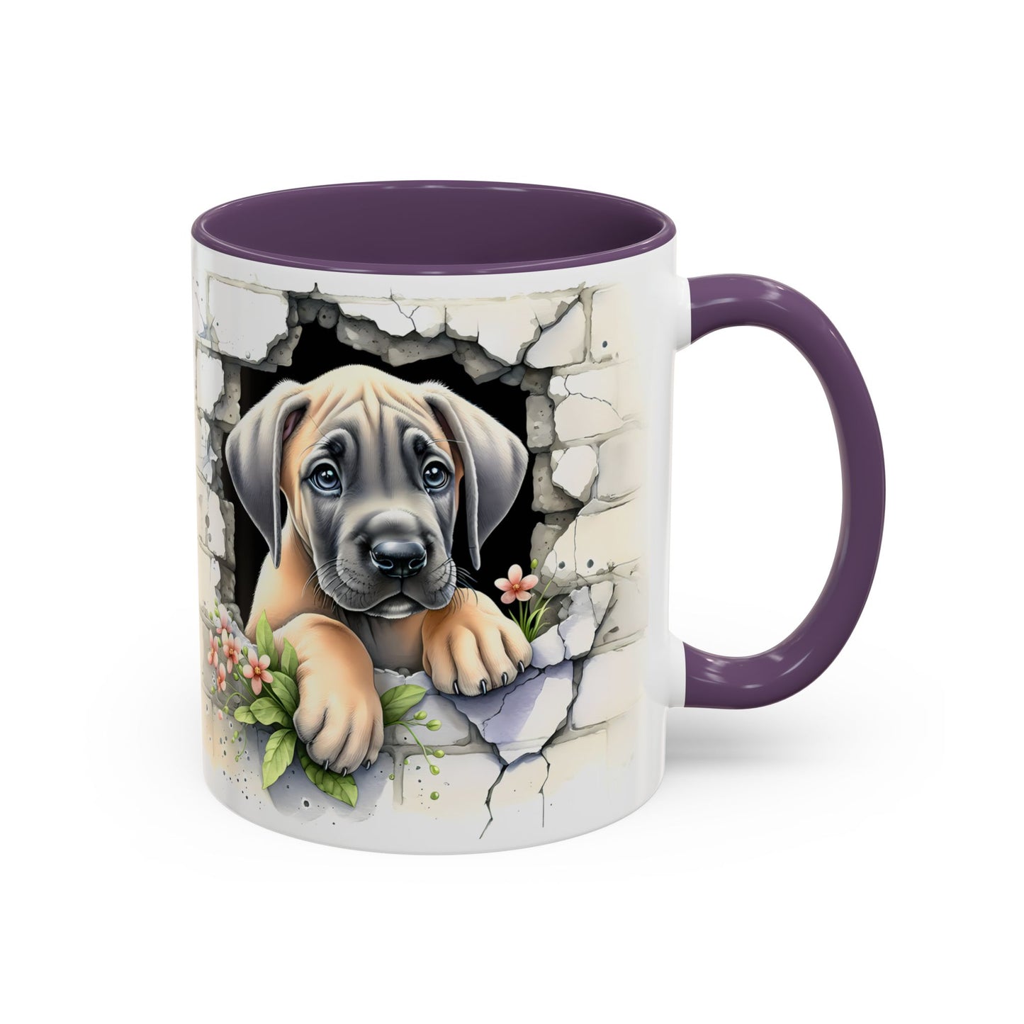 🐾 Great Dane Puppy Accent Mug – Sweet Peek-Through Puppy Design ☕💛