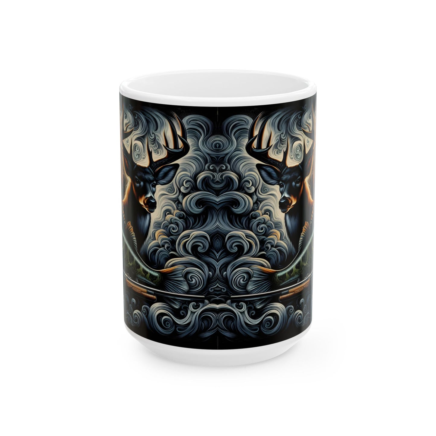 🦌🎣 Personalized Hunting & Fishing Mug – Deer, Bass & Outdoors Coffee Cup 🌲☕