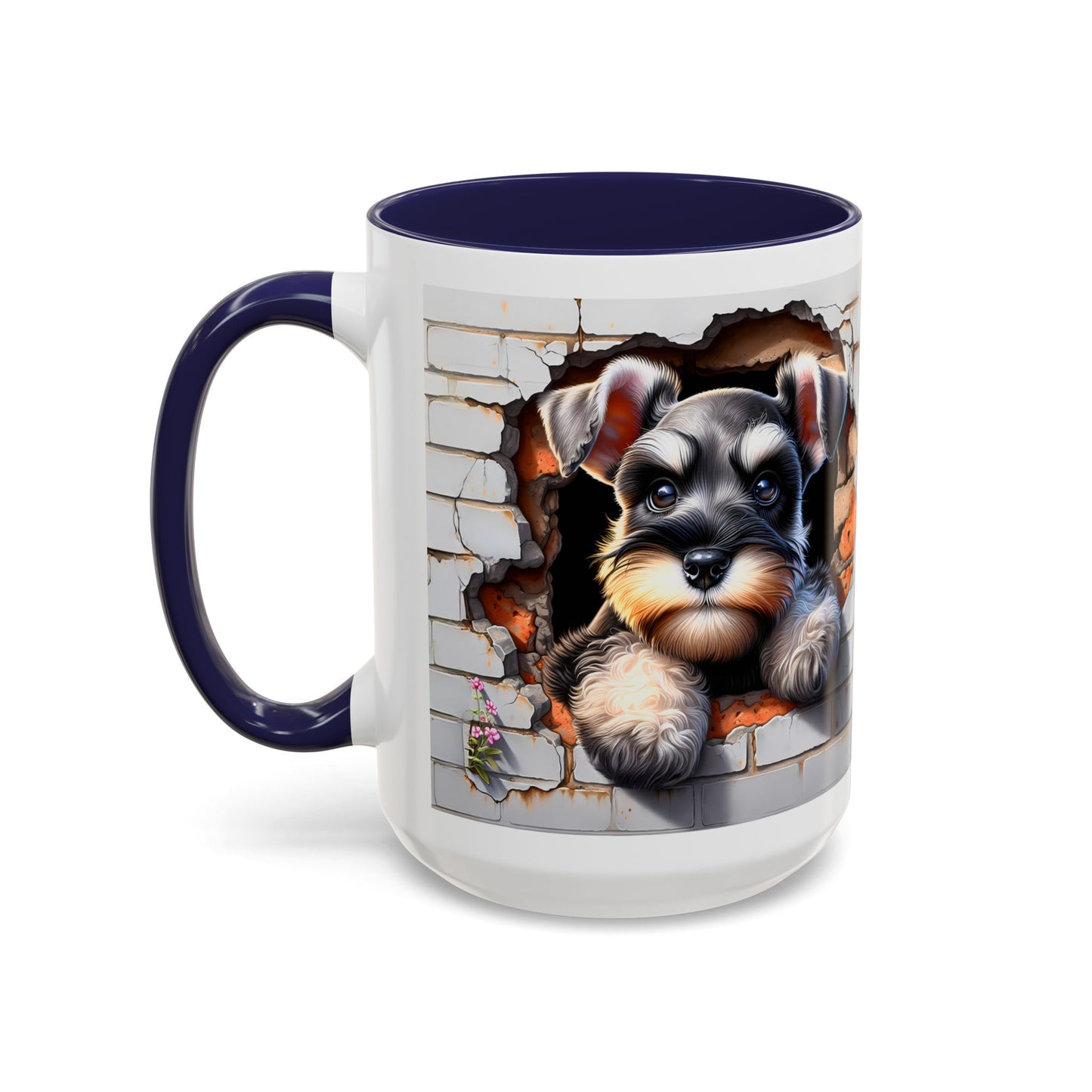🎀🐶 Schnauzer Puppy Accent Mug – Cute Peek-Through Dog Design for Animal Lovers ☕💖