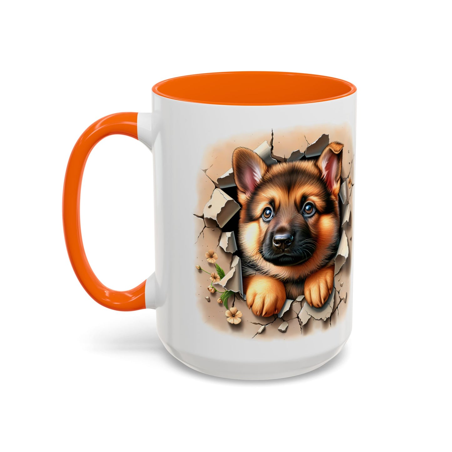 🐾☕ German Shepherd Puppy Peek Accent Mug – Loyal Pup Lover Gift ✨🖤