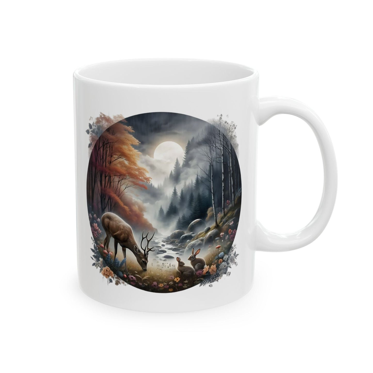 🦌🌲 Deer Forest Mug – Rustic Wildlife Coffee Cup ☕🍂