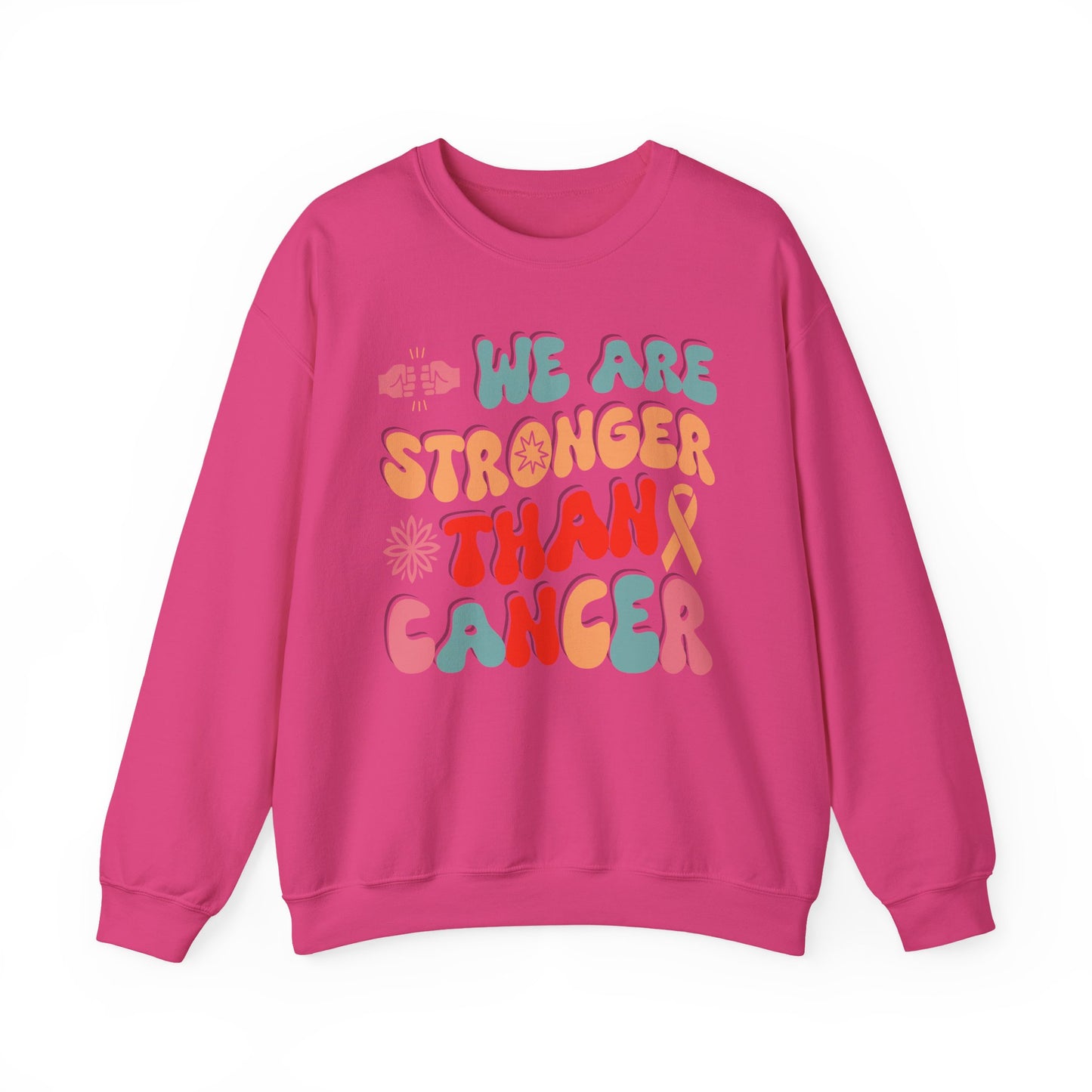 💪🌸 We Are Stronger Than Cancer Sweatshirt – Retro Breast Cancer Awareness Crewneck