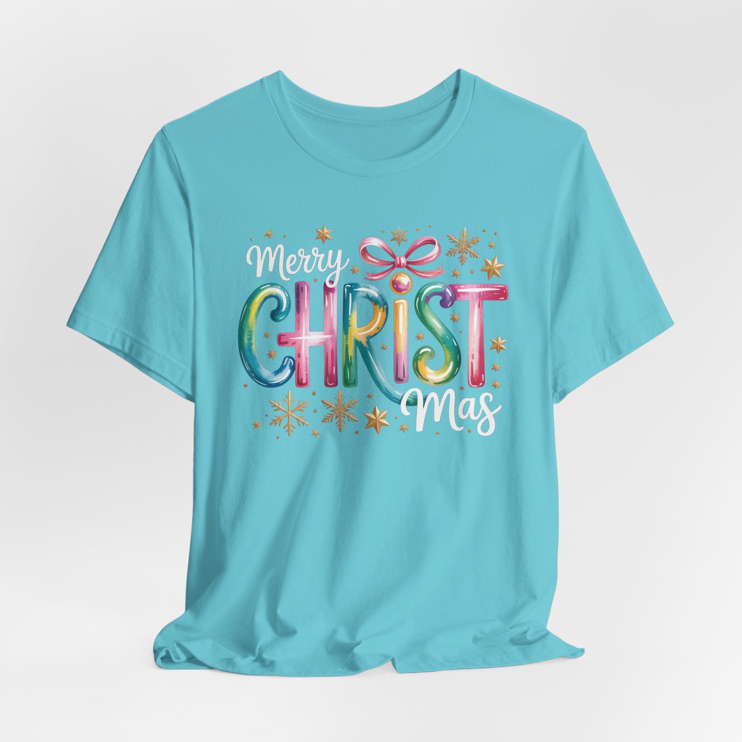 🎄✨ Merry Christmas Glow Lettering T-Shirt – Festive & Bright Holiday Style 🎁🌟