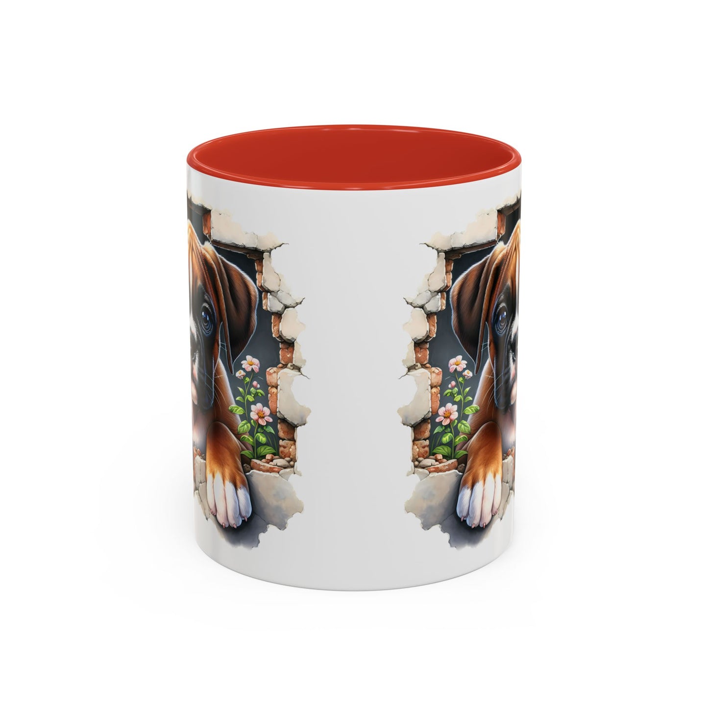 🐶☕ Boxer Puppy Peek Accent Mug – Adorable Dog Lover Gift ✨💛
