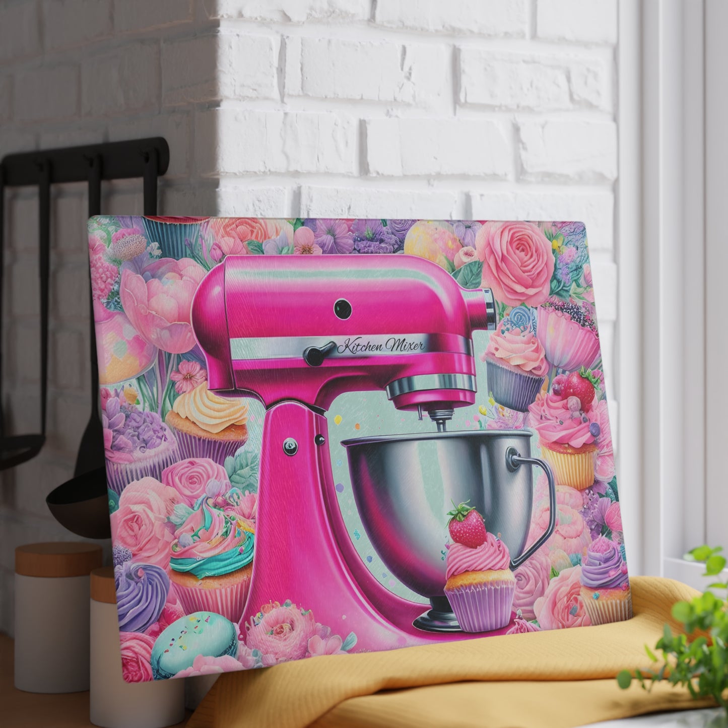 💖 Pink Kitchen Mixer Cutting Board – Sweet Baking Bliss for Your Kitchen 🍰