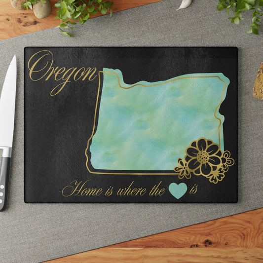 💚 Oregon State Cutting Board – Serene Aqua Style with Golden State Pride