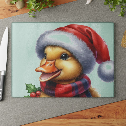 🎄 Merry Duckmas – Holiday Duckling in Santa Hat Cutting Board