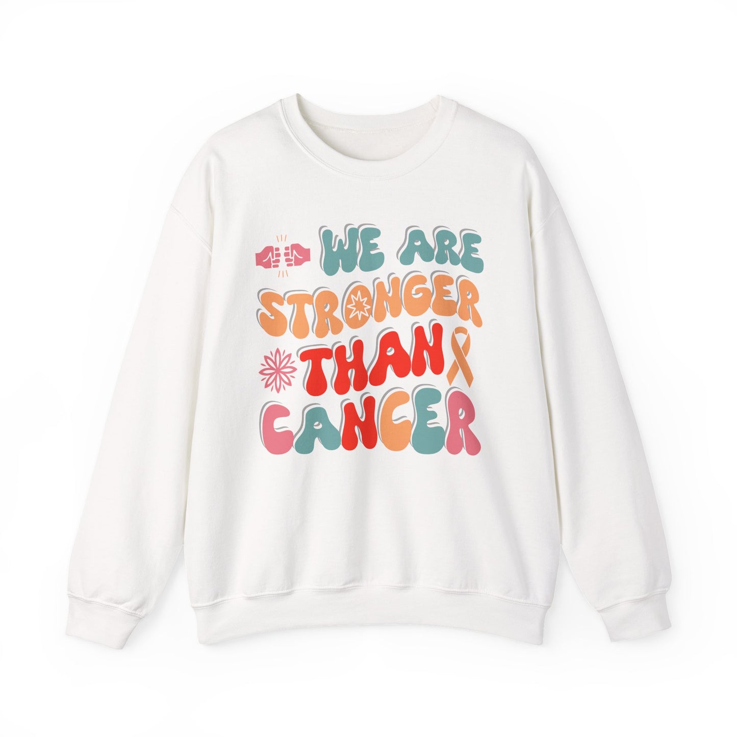 💪🌸 We Are Stronger Than Cancer Sweatshirt – Retro Breast Cancer Awareness Crewneck