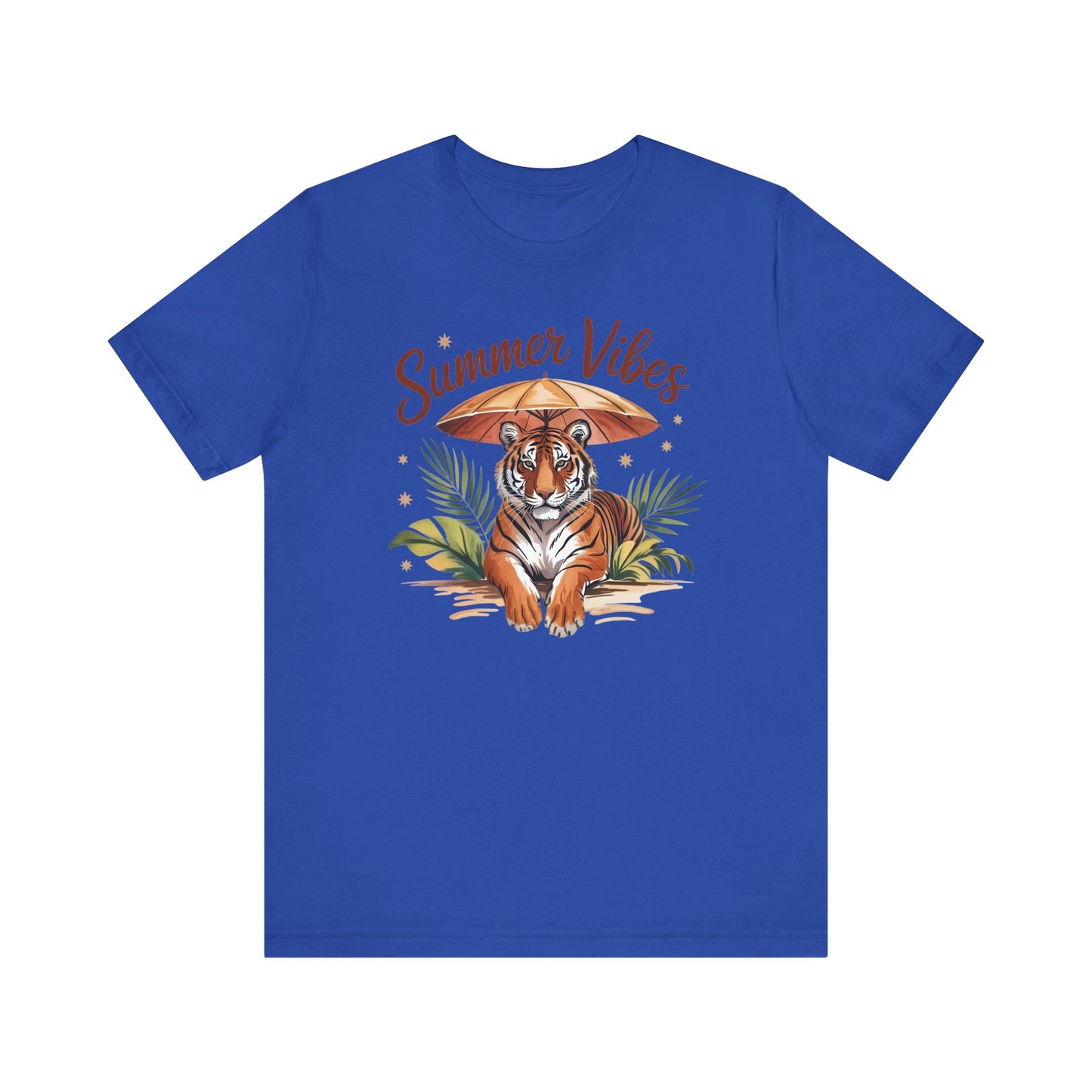 Camiseta Summer Vibes Tiger – Gráfico de palmeras de la selva con paraguas | Múltiples opciones de color