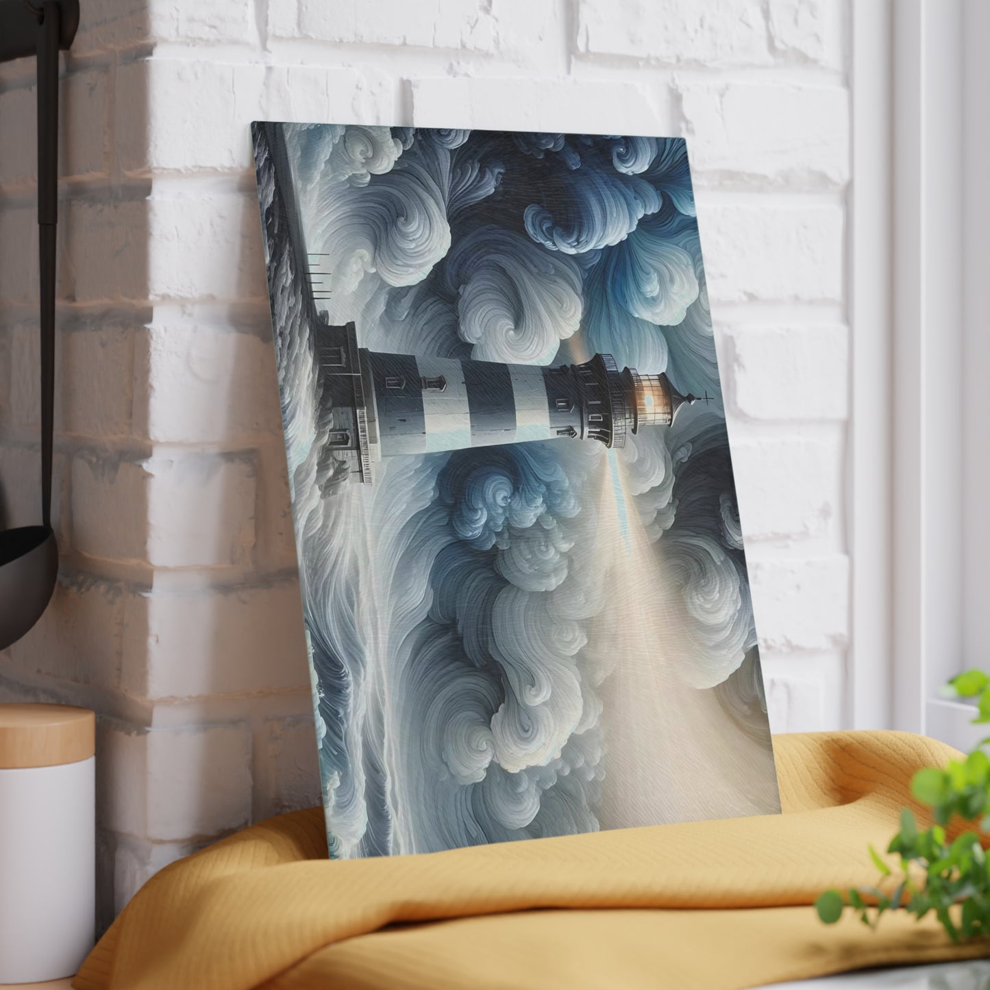 Tabla de cortar con diseño de faro, tabla de charcutería, tabla de cortar única, tabla de cortar de vidrio templado, regalo de inauguración de la casa, tabla de cortar personalizada
