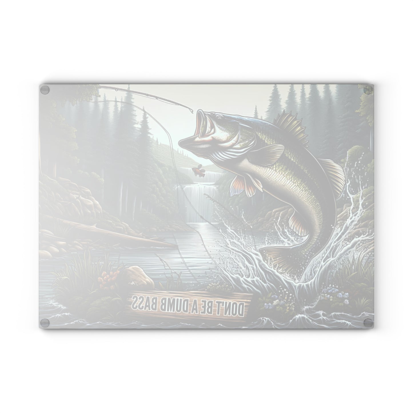🎣🐟 Don’t Be a Dumb Bass Cutting Board – Funny Fishing Gift & Rustic Cabin Kitchen Décor 🇺🇸🌲