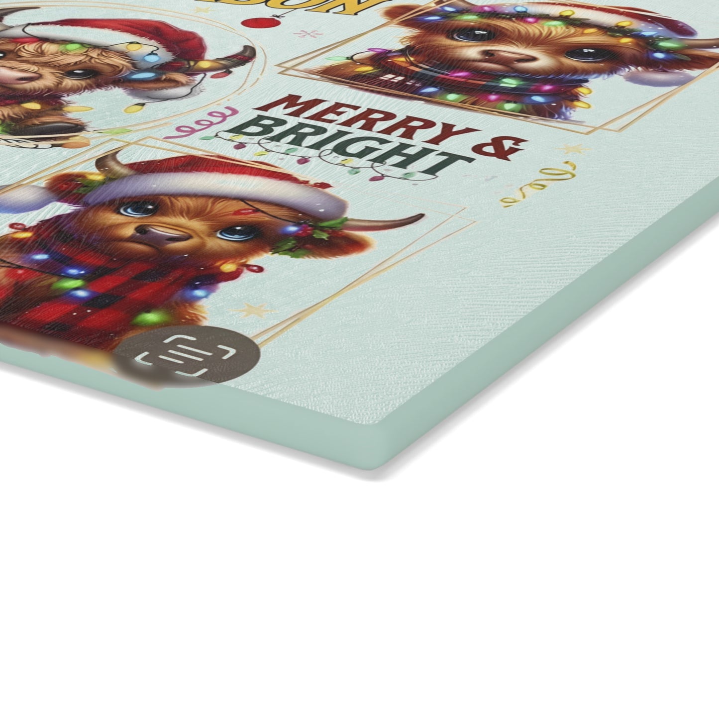 🎄 ’Tis the Season Highland Cow – Merry & Bright Christmas Cutting Board