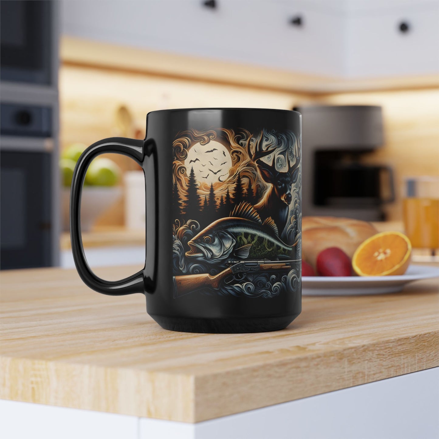 🎣🦌 Hunting & Fishing Coffee Mug – Rugged Outdoorsman’s Cup 🌲☕