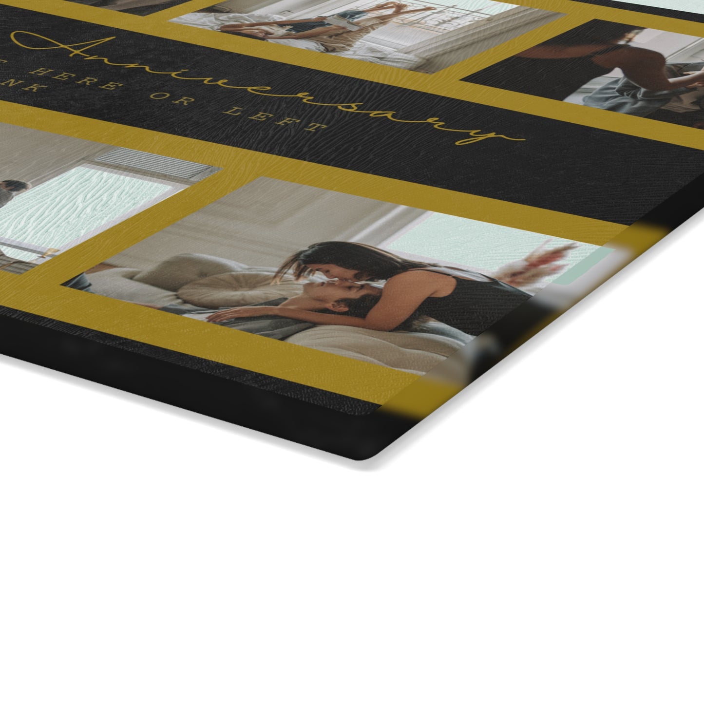 Happy 50th Anniversary or Birthday Photo Collage Glass Cutting Board – Personalized Milestone Keepsake